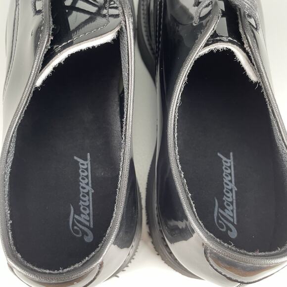 Thorogood Mens Size 8.5 Black Patent Leather Plain Toe Oxford Dress Shoe Lace Up - Picture 8 of 9